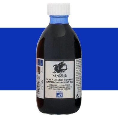 Tinta Chinesa desenho Drawing Ink Azul Lefranc, 250 ml.