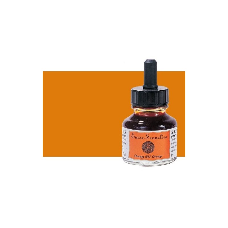 Materiais Belas Artes - Tinta Desenho Laranja 641, 30 ml. com conta-gotas Sennelier | totenart.com