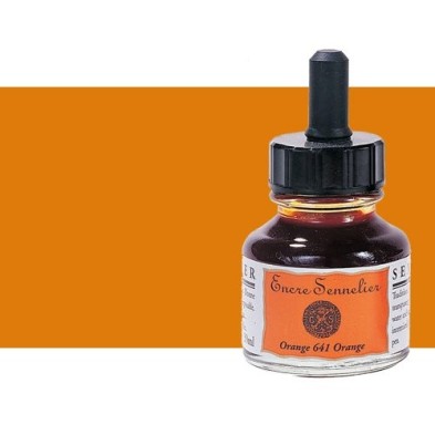 Materiais Belas Artes - Tinta Desenho Laranja 641, 30 ml. com conta-gotas Sennelier | totenart.com
