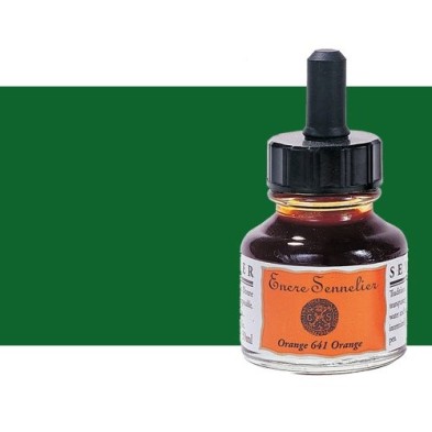 Materiais Belas Artes - Tinta Desenho Verde escuro 803, 30 ml. com conta-gotas Sennelier | totenart.com