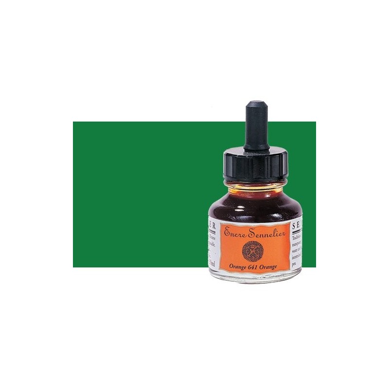 Materiais Belas Artes - Tinta Desenho Verde primavera 873, 30 ml. com conta-gotas Sennelier | totenart.com