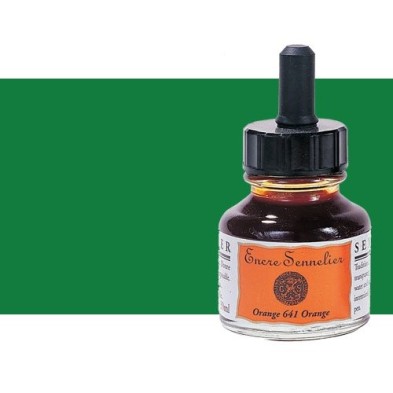 Materiais Belas Artes - Tinta Desenho Verde primavera 873, 30 ml. com conta-gotas Sennelier | totenart.com