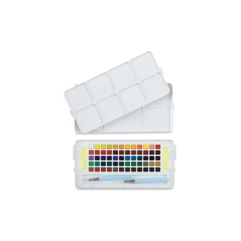 Materiais Belas Artes - Caixa Pocket Box 60 pastilhas aquarelas Sakura | totenart.com\n