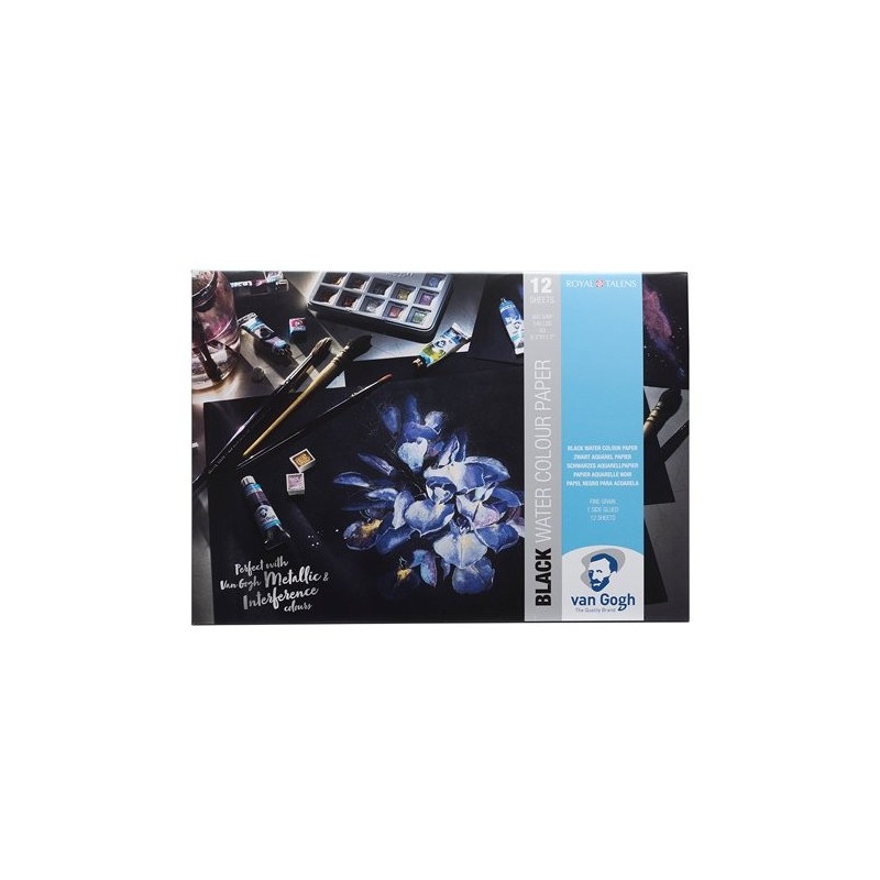 Materiais Belas Artes - Bloco de 12 folhas de papel preto para aquarela Van Gogh de 360 ​​gr (A3) | totenart.com