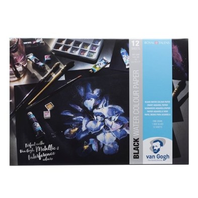Materiais Belas Artes - Bloco de 12 folhas de papel preto para aquarela Van Gogh de 360 ​​gr (A3) | totenart.com