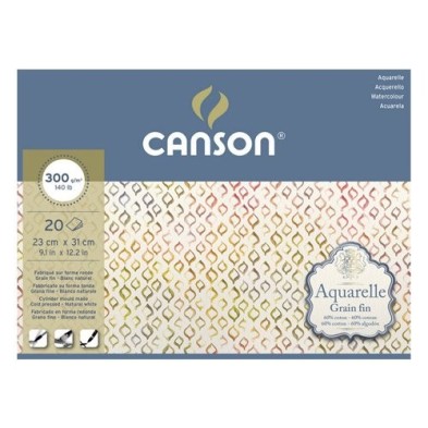 Materiais Belas Artes - Aguarela Canson 300 gr, 25x36 cm., Gr. Fino, block 20 f. | totenart.com