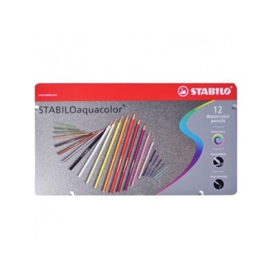 Materiais Belas Artes - STABILO Aquacolor caixa de metal 12 lápis cores aquarela sortidas | totenart.com