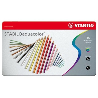 Materiais Belas Artes - STABILO Aquacolor caixa de metal 36 lápis cores aquarela sortidas | totenart.com