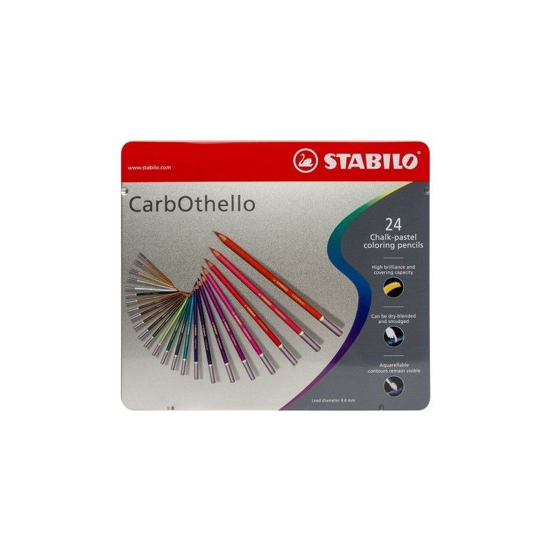 Materiais Belas Artes - STABILO Carbothello caixa de metal 24 cores pastel lápis assorted | totenart.com