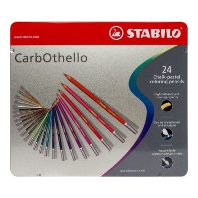Materiais Belas Artes - STABILO Carbothello caixa de metal 24 cores pastel lápis assorted | totenart.com