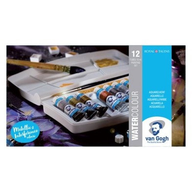 Materiais Belas Artes - Caixa com 12 aquarelas Van Gogh 1/2 godet e pincel | totenart.com\n