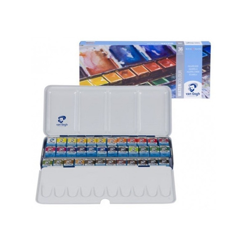 Materiais Belas Artes - Caixa de metal com 24 aquarelas Van Gogh e pincel | totenart.com\n
