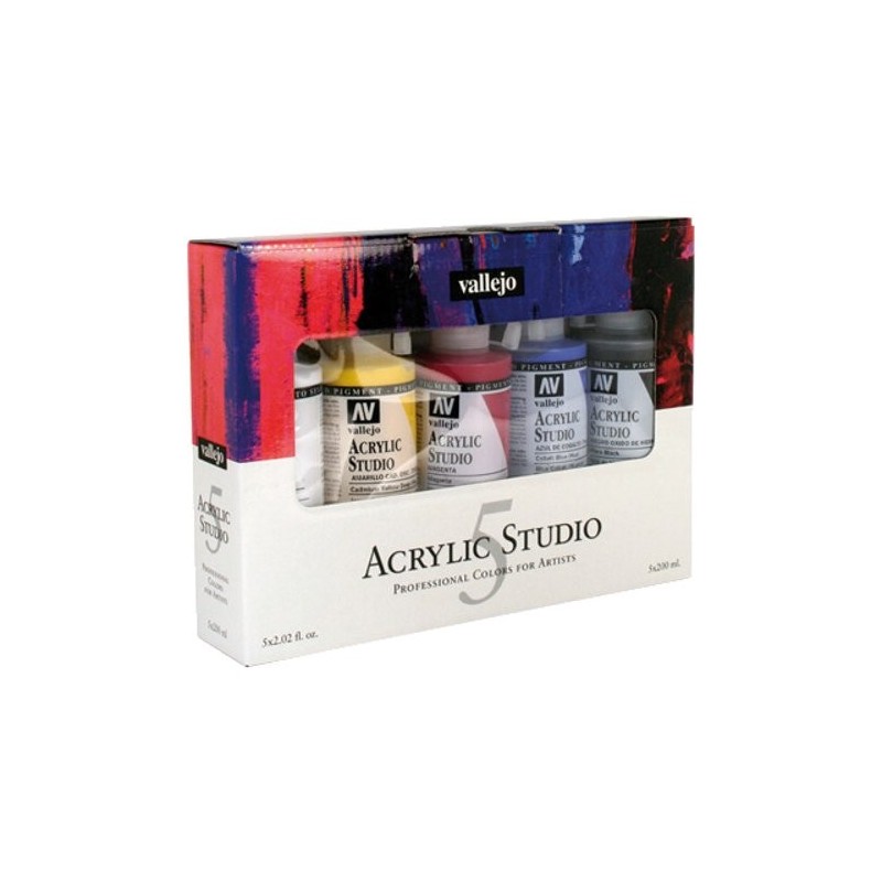 Materiais Belas Artes - Set Acrílico Studio Vallejo 5 cores (200 ml) | totenart.com