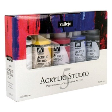 Materiais Belas Artes - Set Acrílico Studio Vallejo 5 cores (200 ml) | totenart.com