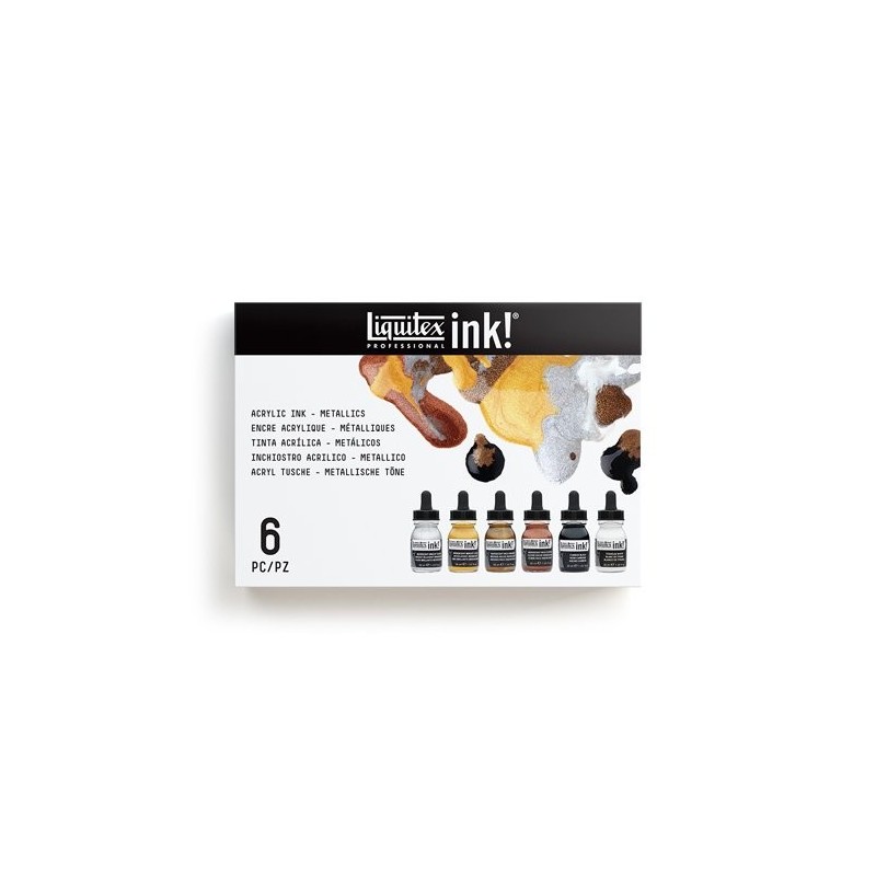 Materiais Belas Artes - Conjunto de tintas acrílicas Liquitex, 6 cores metálicas, 30 ml. | totenart.com