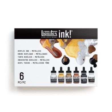 Materiais Belas Artes - Conjunto de tintas acrílicas Liquitex, 6 cores metálicas, 30 ml. | totenart.com