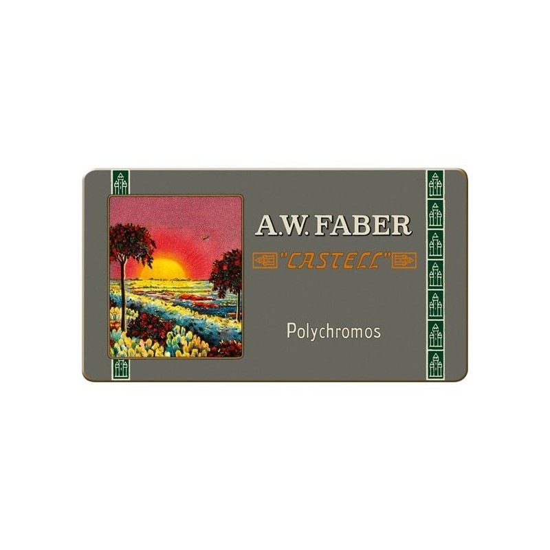 Materiais Belas Artes - Caixa metal Lápis Cor POLYCHROMO, Faber Castell (12 cores) \nEDIÇÃO DE ANIVERSÁRIO LIMITADA | totenart.c