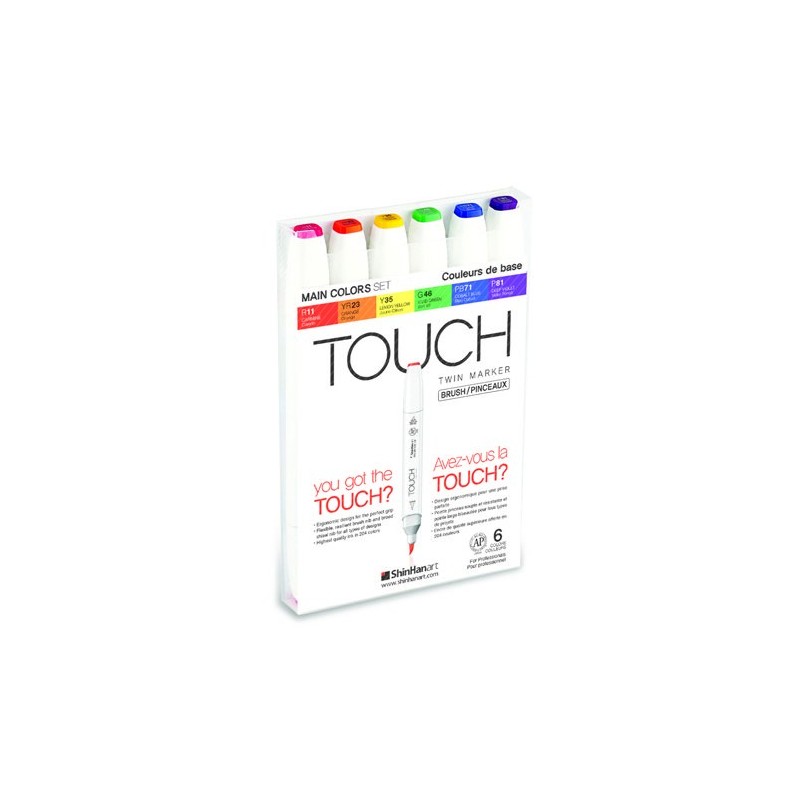 Materiais Belas Artes - TOUCH TWIN 6 brush marker set cores principais | totenart.com