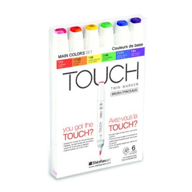 Materiais Belas Artes - TOUCH TWIN 6 brush marker set cores principais | totenart.com