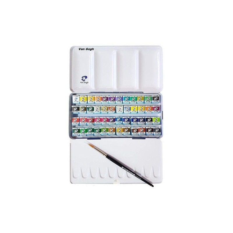 Materiais Belas Artes - Caixa Aquarela Van Gogh 24 1/2 godets & pincel | totenart.com\n
