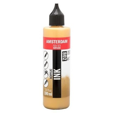 Materiais Belas Artes - Tinta Acrílica Ouro Claro 802 Amsterdam (100ml.) | totenart.com