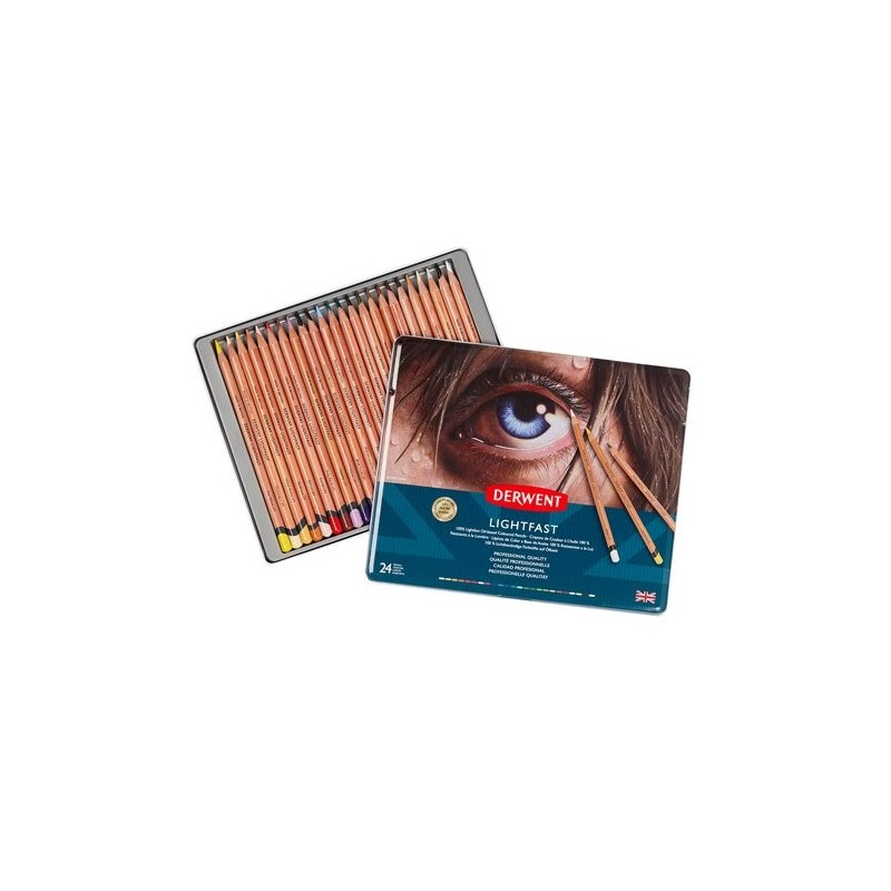 Materiais Belas Artes - Caixa metal lapiz color Lightfast Derwent 24 uds.  | totenart.com