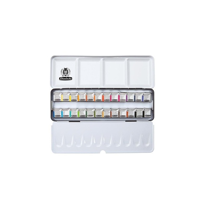 Materiais Belas Artes - Caixa metal 24 aquarelas Schmincke Akademie godets enteiros | totenart.com\n