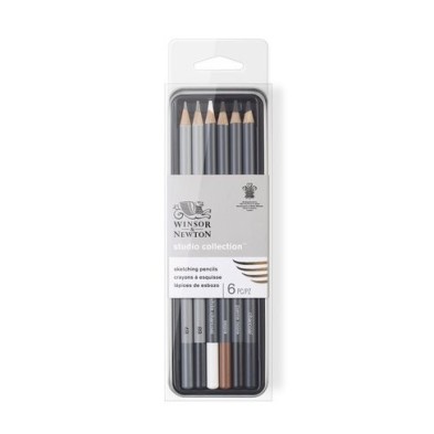 Materiais Belas Artes - Caixa metal lapiz esboço Studio Collection Winsor&Newton 6 uds.  | totenart.com