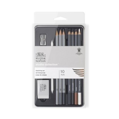 Materiais Belas Artes - Caixa metal lapiz esboço Studio Collection Winsor&Newton 10 uds.  | totenart.com