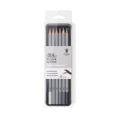 Materiais Belas Artes - Caixa metal lapiz de grafite Studio Collection Winsor&Newton 6 uds.  | totenart.com