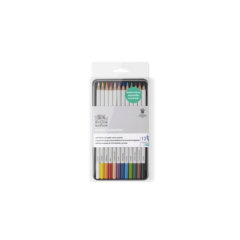 Materiais Belas Artes - Caixa metal lapiz aquarela Studio Collection Winsor&Newton 12 uds.  | totenart.com