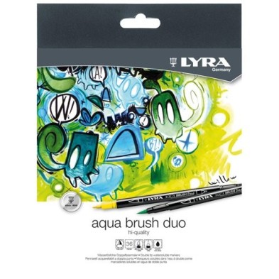 Materiais Belas Artes - Caso 12 canetas de ponta dupla. Aqua Brush Duo, Lyra | totenart.com