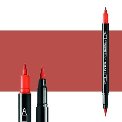 Materiais Belas Artes - Marcador de ponta dupla Vermelho Indiano. Aqua Brush Duo, Lyra | totenart.com
