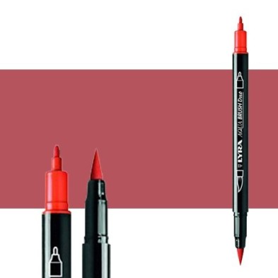 Materiais Belas Artes - Marcador de ponta dupla Vermelho Pompéia. Aqua Brush Duo, Lyra | totenart.com
