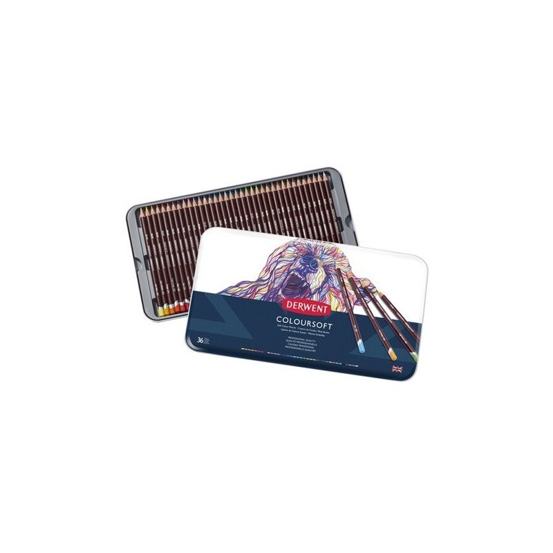 Materiais Belas Artes - Caixa metal lapiz color Coloursoft Derwent 36 uds.  | totenart.com