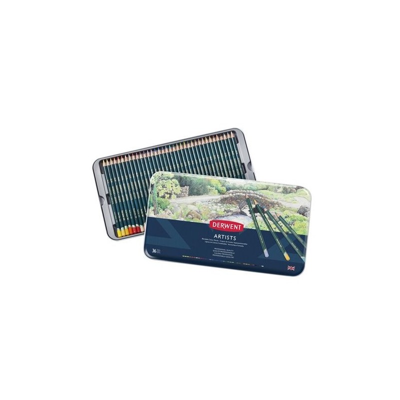 Materiais Belas Artes - Caixa metal lapiz color Artists Derwent 36 uds.  | totenart.com