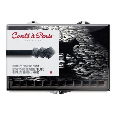 Materiais Belas Artes - Caixa Carres Conte 12 uds. preto | totenart.com