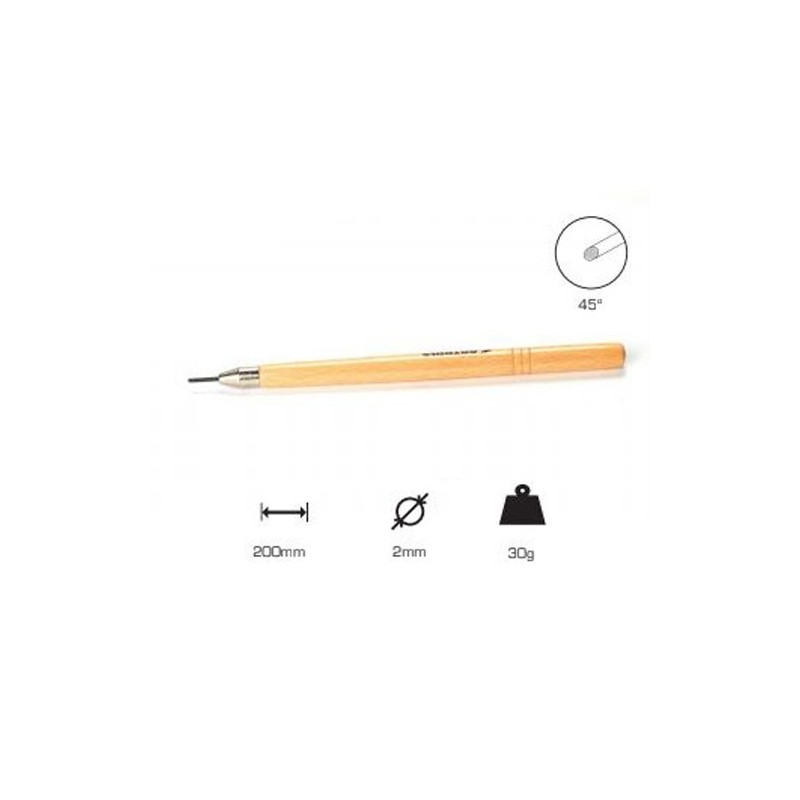 Buril redondo 2 mm, 45, cabo longo