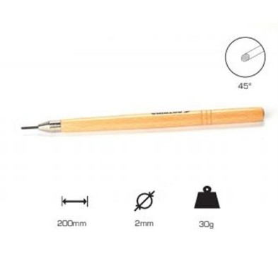 Buril redondo 2 mm, 45, cabo longo