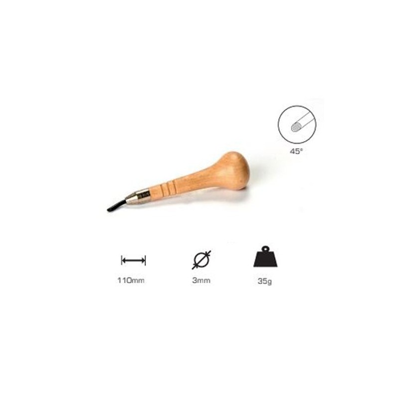 Buril redondo 3 mm, Cabo longo