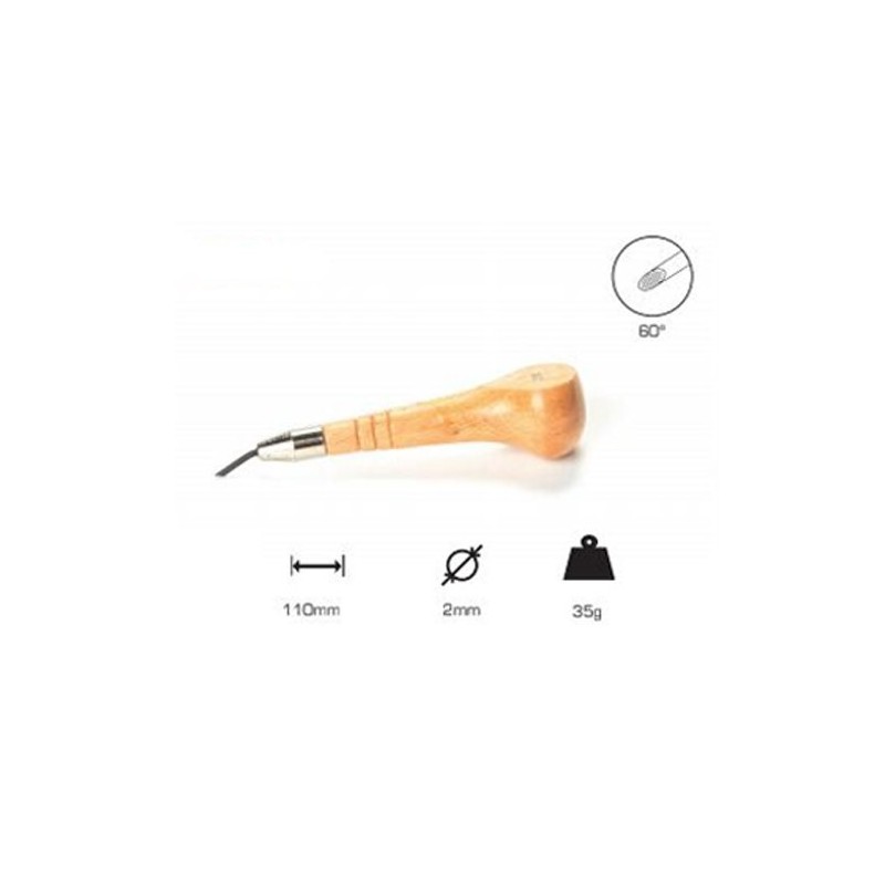 Buril redondo 2 mm, Cabo longo