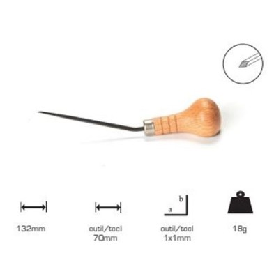 Buril quadrado lama larga 1x1 mm, cabo cogumelo