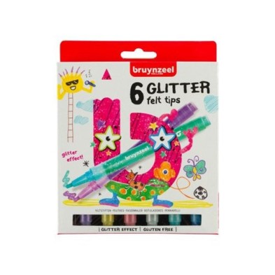 Materiais Belas Artes - Estojo 6 Marcadores glitter Bruynzeel | totenart.com