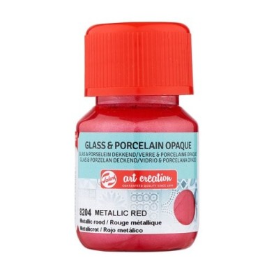 Materiais Belas Artes - Tinta Opaca Vidro e Porcelana Vermelho Metalico 8204, 30 ml. Artcreation | totenart.com