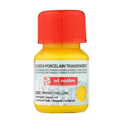 Materiais Belas Artes - Tinta Transparente Vidro e Porcelana Amarelo Brilhante 2002, 30 ml. Artcreation | totenart.com