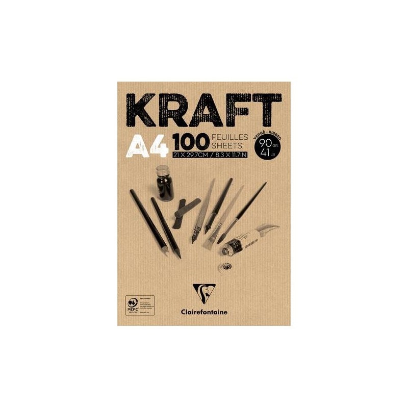 Materiais Belas Artes - Bloco de Papel A4, 90 gr. 100 h. Cor Marron Clairefontaine | totenart.com