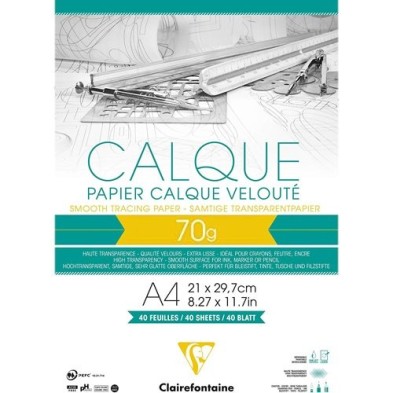 Materiais Belas Artes - Bloco de papel Calco A4, 70 gr. 50 h. Clairefontaine | totenart.com