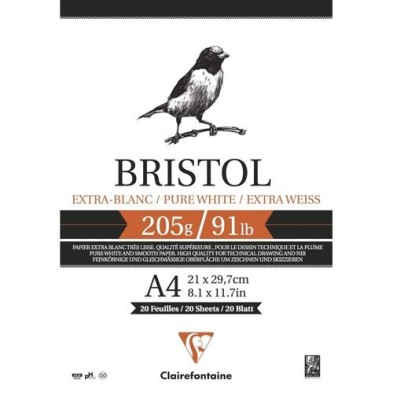 Materiais Belas Artes - Bloco Bristol Branco Extra A4, 205 gr., 20 h. Clairefontaine | totenart.com