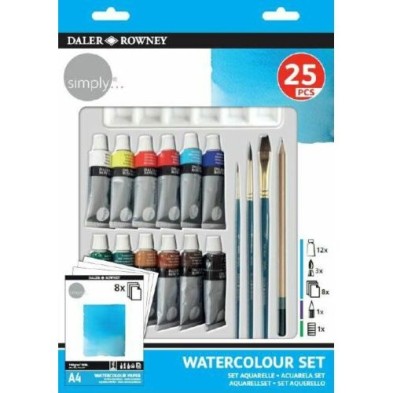 Materiais Belas Artes - Conjunto aquarela 25 peças, Daler Rowney | totenart.com