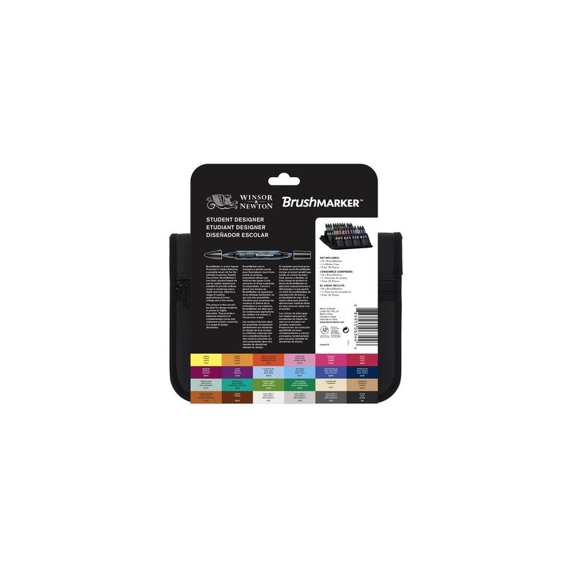 \nMateriais Belas Artes - Set 24 marcadores Brushmarker Winsor & Newton, Student Designer | totenart.com